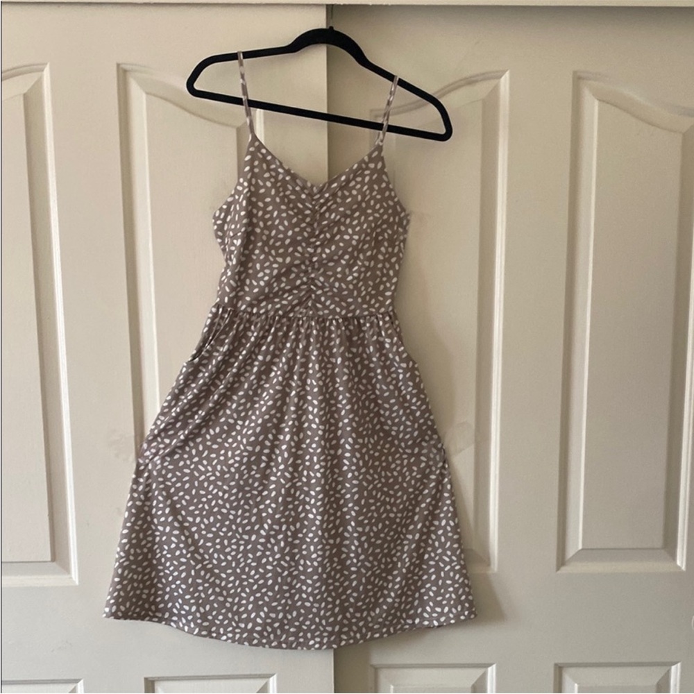 YATHON Brown Spaghetti Strap Dress with White. Size S